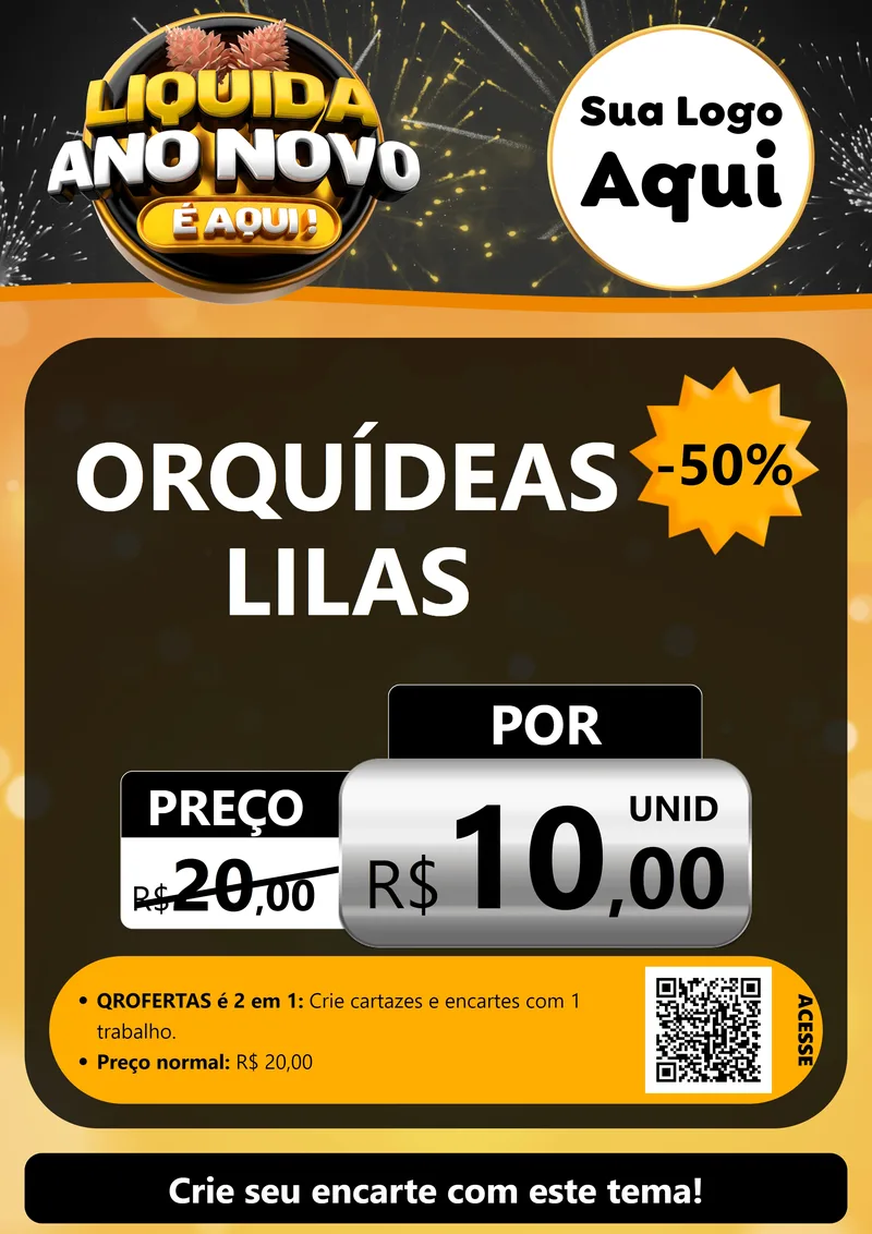 Modelo de Cartaz para Cartaz A4 Vertical com o tema Liquida Ano Novo É Aqui! para Floricultura e jardim