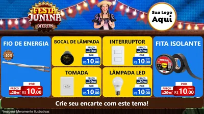Modelo de TV para TV Horizontal com o tema Festa Junina Ofertas para Materiais Elétricos