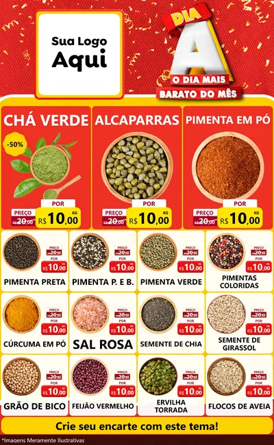 Modelo de Encarte para Encarte Grande com o tema Dia A o Dia Mais Barato do Mês para Produtos Naturais