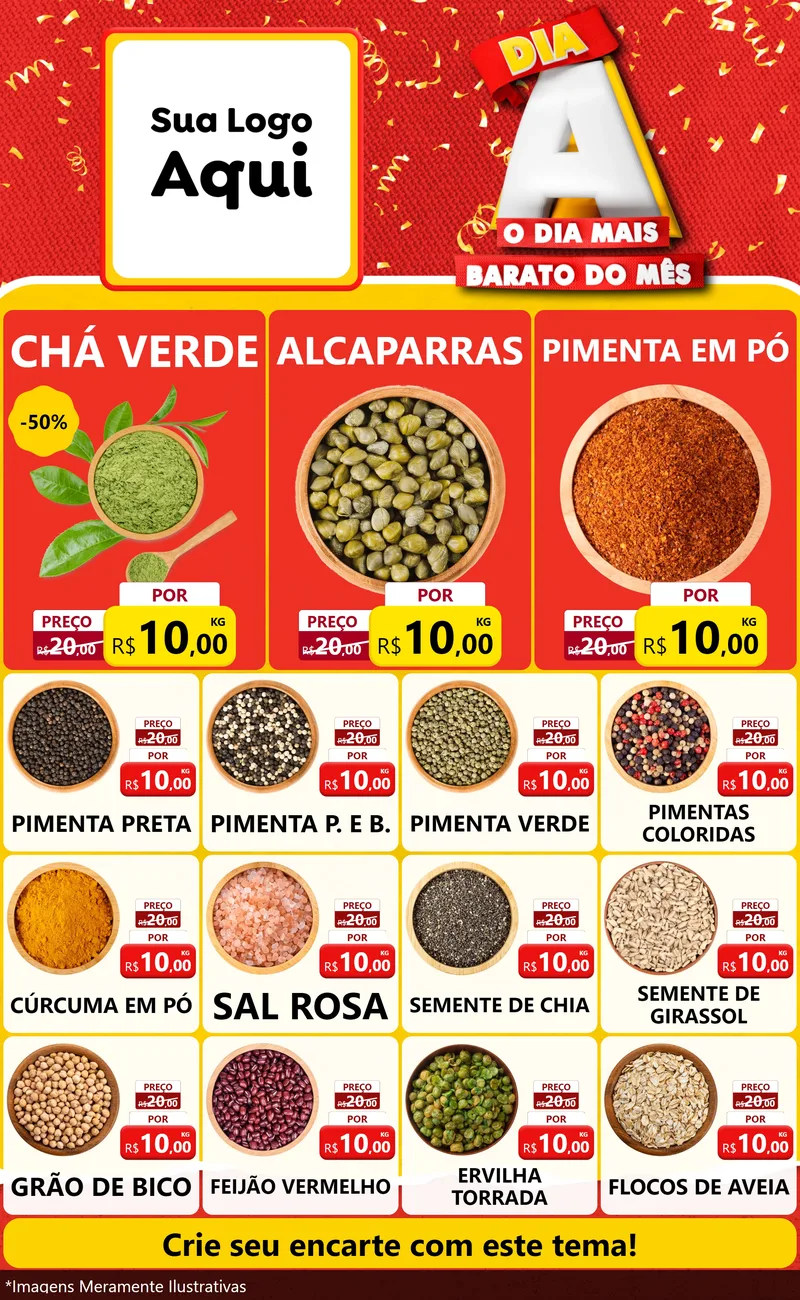Modelo de Encarte para Encarte Grande com o tema Dia A o Dia Mais Barato do Mês para Produtos Naturais