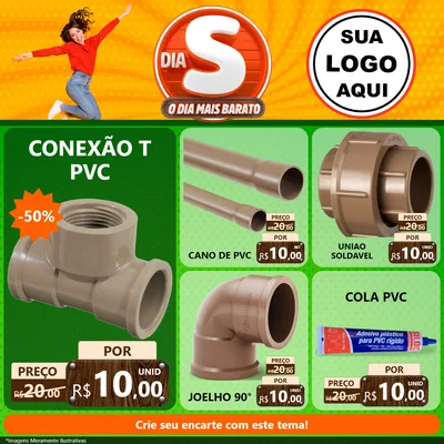 Modelo de Rede Social para Feed Facebook com o tema Dia S - O Dia Mais Barato para Tubos e conexões