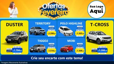 Modelo de TV para TV Horizontal com o tema Ofertas de Fevereiro para Concessionaria de Carros