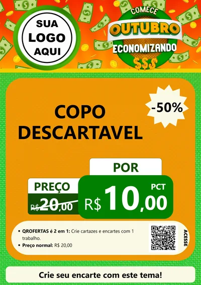 Modelo de Cartaz para Cartaz A4 Vertical com o tema Comece Outubro Economizando para Embalagens