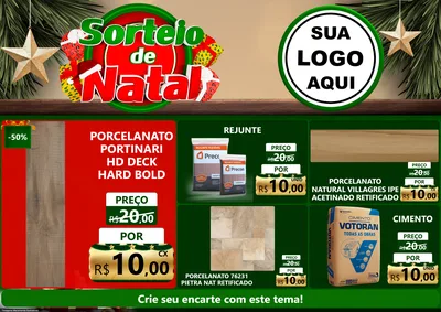 Modelo de Encarte para Encarte A4 Horizontal com o tema Sorteio de Natal para Pisos e revestimentos