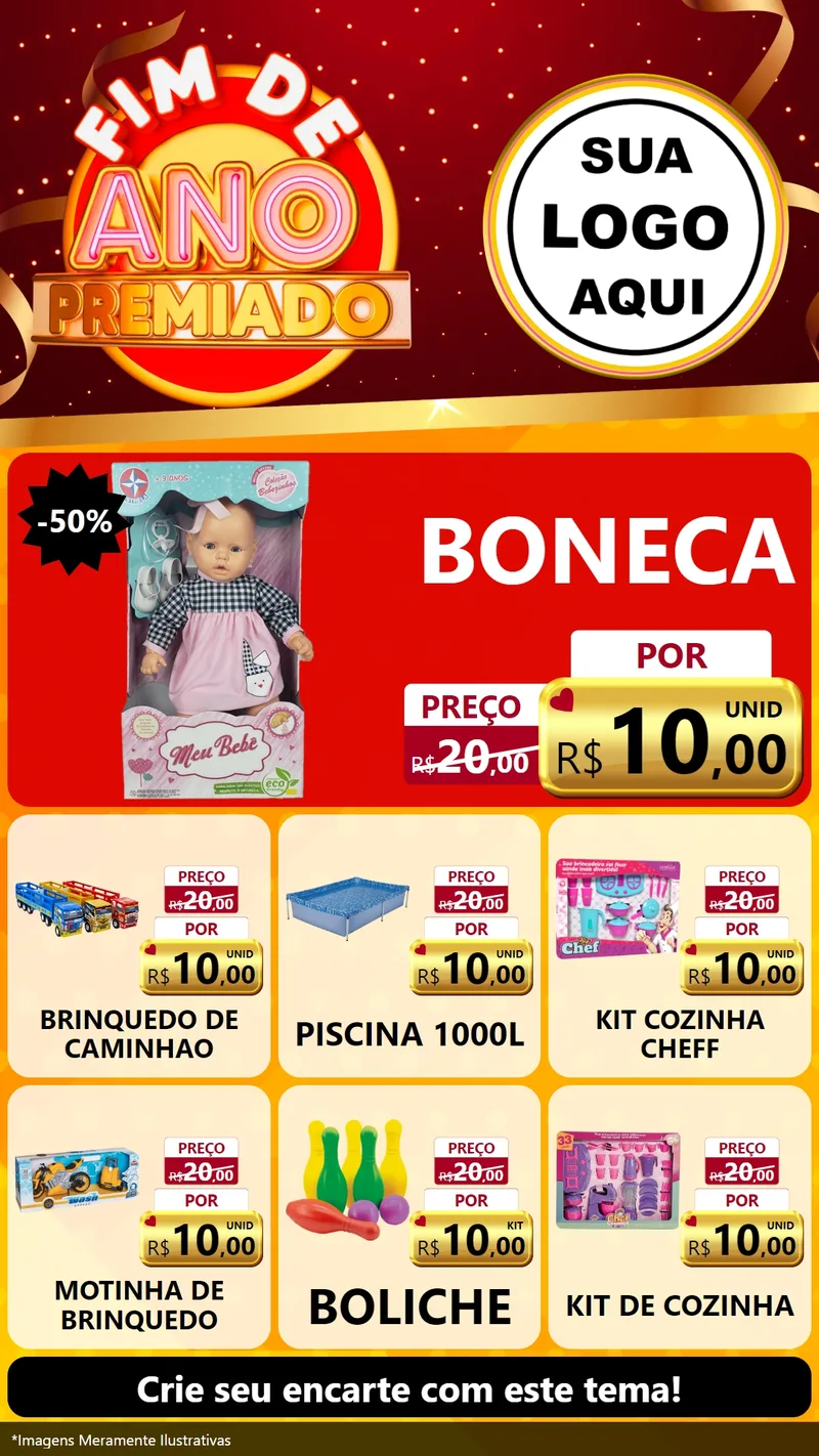 Modelo de Rede Social para Stories com o tema Fim de Ano Premiado para Brinquedos