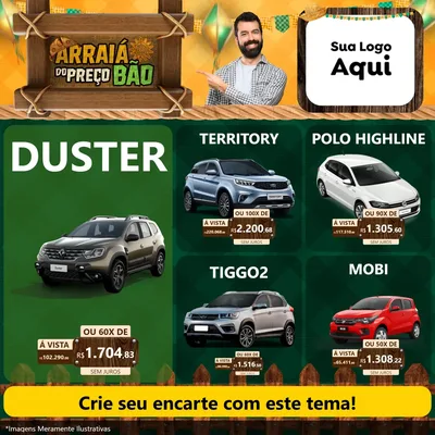 Modelo de Rede Social para Feed Facebook com o tema Arraiá do preço bão para Concessionaria de Carros