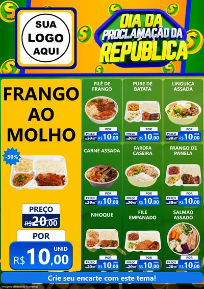 Modelo de Encarte para Encarte A4 Vertical com o tema Dia Da Proclamação da República para Restaurante