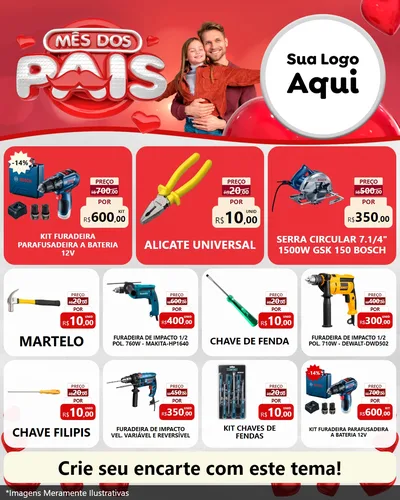 Modelo de Rede Social para Feed Instagram com o tema Mês dos Pais para Maquinas e Ferramentas
