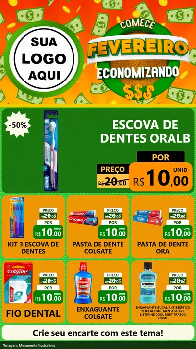 Modelo de Rede Social para Stories com o tema Comece Fevereiro Economizando para Higiene Pessoal