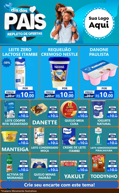 Modelo de Encarte para Encarte Grande com o tema Dia Dos Pais Repleto de Ofertas para Frios e Laticínios