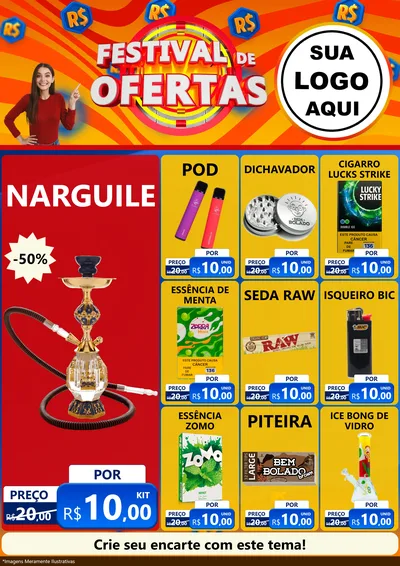 Modelo de Encarte para Encarte A4 Vertical com o tema Festival de Ofertas para Tabacaria