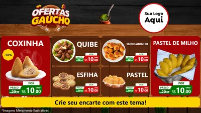Modelo de TV para TV Horizontal com o tema Ofertas Dia do Gaúcho para Salgadaria