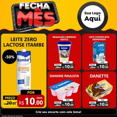 Modelo de Rede Social para Feed Facebook com o tema Fecha Mês para Frios e Laticínios