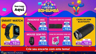 Modelo de TV para TV Horizontal com o tema Festa Boi-Bumbá para Informática