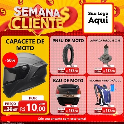 Modelo de Rede Social para Feed Facebook com o tema Semana do Cliente para Moto peças