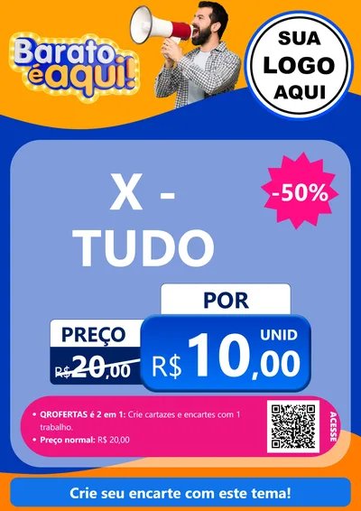 Modelo de Cartaz para Cartaz A4 Vertical com o tema Barato é aqui para Hamburgueria
