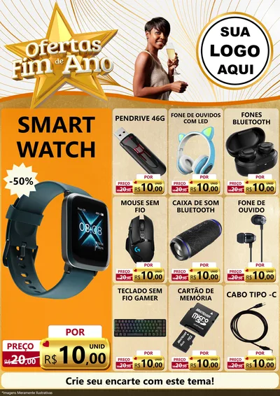 Modelo de Encarte para Encarte A4 Vertical com o tema Ofertas Fim de Ano para Informática