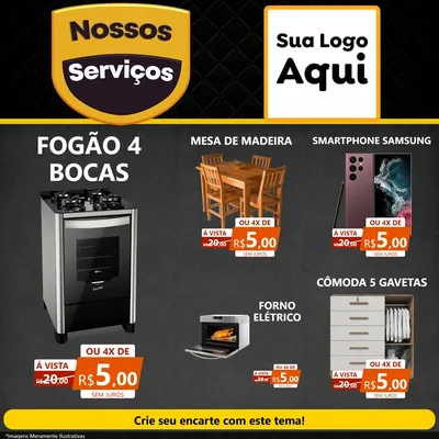 Modelo de Rede Social para Feed Facebook com o tema Nossos Serviços para Móveis e Eletro