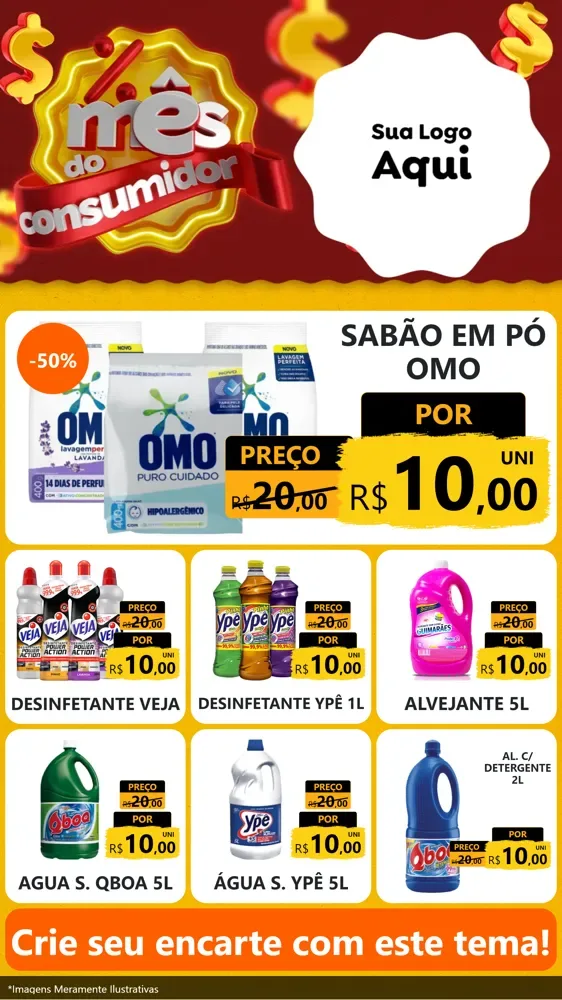 Modelo de Rede Social para Stories com o tema Mês do consumidor para Produtos de Limpeza