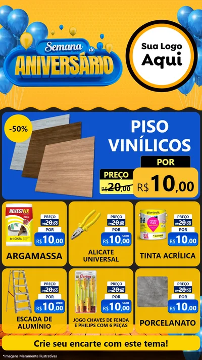 Modelo de Rede Social para Stories com o tema Semana de Aniversário para Material para Construção