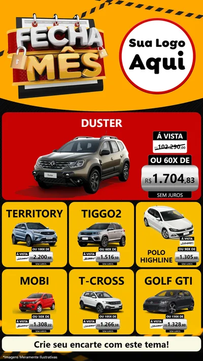 Modelo de Rede Social para Stories com o tema Fecha Mês para Concessionaria de Carros