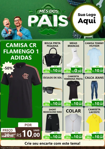 Modelo de Encarte para Encarte A4 Vertical com o tema Mês dos Pais para Roupas e acessórios
