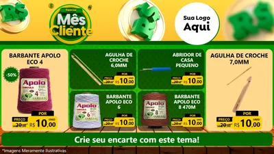 Modelo de TV para TV Horizontal com o tema Especial Mês do Cliente para Armarinho e Aviamentos