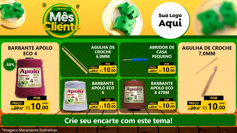 Modelo de TV para TV Horizontal com o tema Especial Mês do Cliente para Armarinho e Aviamentos