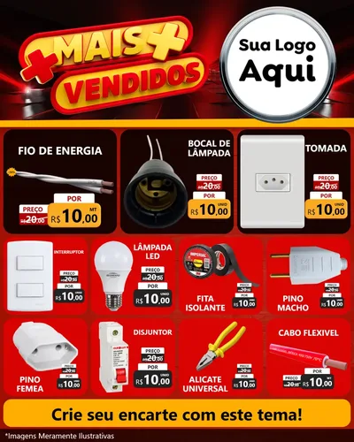 Modelo de Rede Social para Feed Instagram com o tema Mais Vendidos para Materiais Elétricos