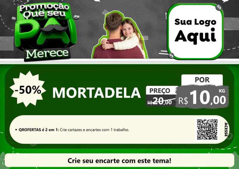 Modelo de Cartaz para Cartaz A4 Horizontal com o tema Promoção Que seu Pai Merece para Frios e Laticínios