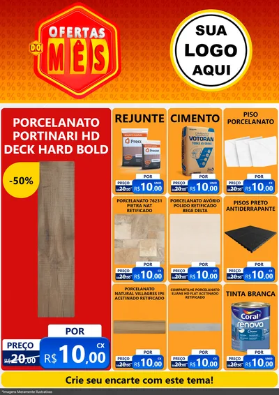 Modelo de Encarte para Encarte A4 Vertical com o tema Ofertas do Mês para Pisos e revestimentos