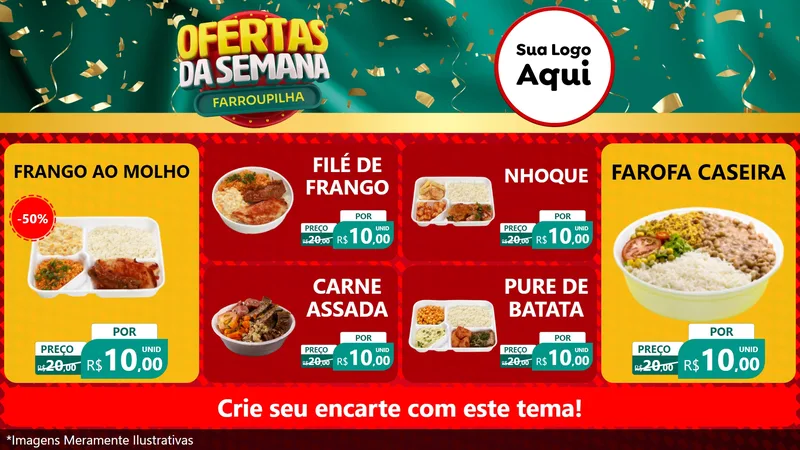 Modelo de TV para TV Horizontal com o tema Ofertas da Semana Farroupilha para Restaurante