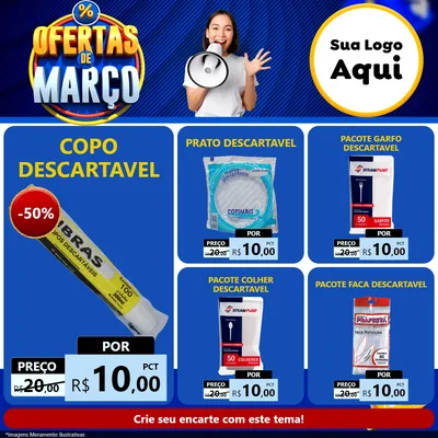 Modelo de Rede Social para Feed Facebook com o tema Ofertas de Março para Embalagens