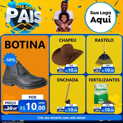 Modelo de Rede Social para Feed Facebook com o tema Dia dos Pais para Agropecuária