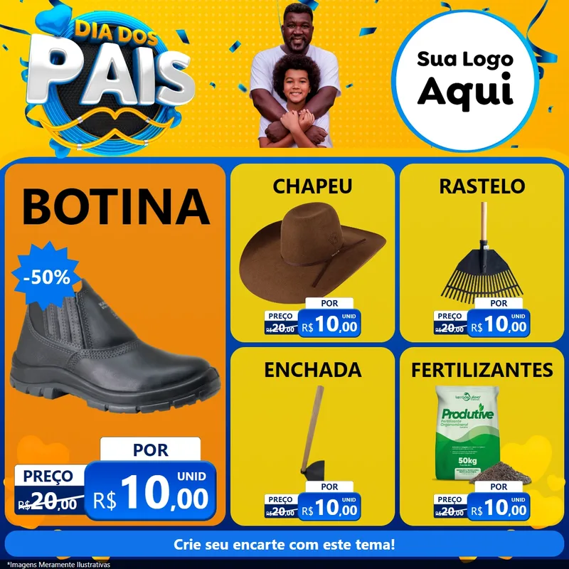 Modelo de Rede Social para Feed Facebook com o tema Dia dos Pais para Agropecuária