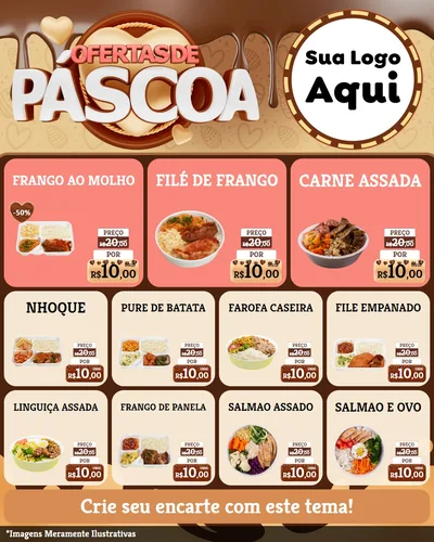 Modelo de Rede Social para Feed Instagram com o tema Ofertas de Páscoa para Restaurante