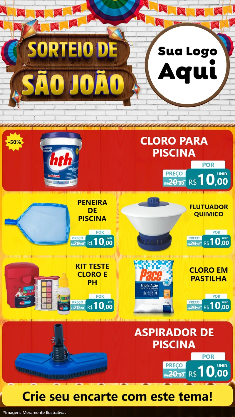 Modelo de TV para TV Vertical com o tema Sorteio de São João para Produtos para Piscina
