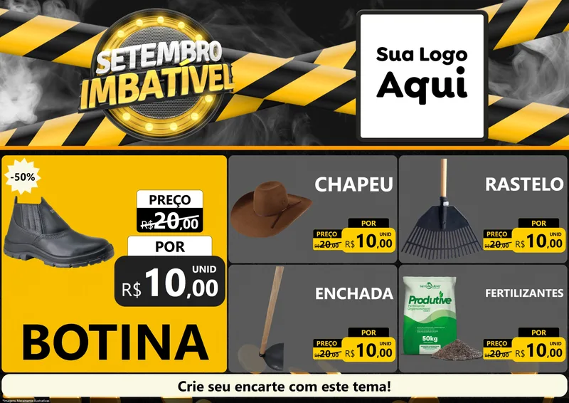 Modelo de Encarte para Encarte A4 Horizontal com o tema Setembro Imbatível para Agropecuária