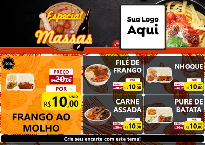 Modelo de Encarte para Encarte A4 Horizontal com o tema Especial Massas para Restaurante