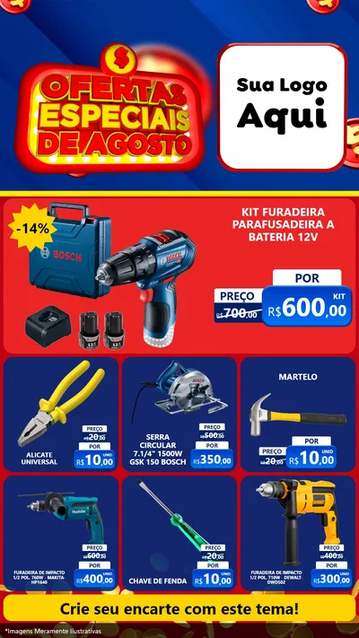 Modelo de Rede Social para Stories com o tema Ofertas Especiais de Agosto para Maquinas e Ferramentas