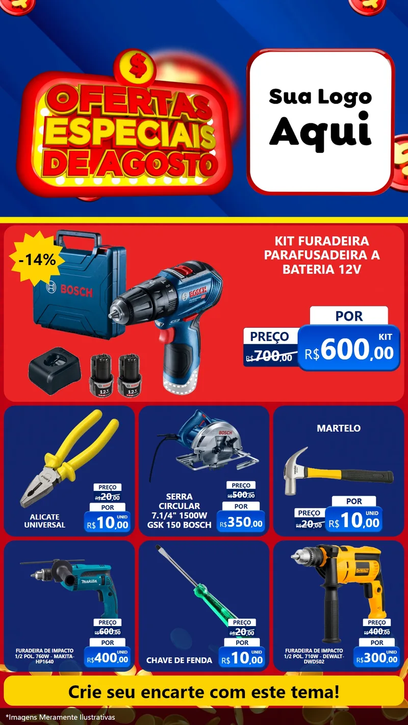 Modelo de Rede Social para Stories com o tema Ofertas Especiais de Agosto para Maquinas e Ferramentas