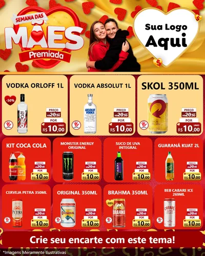 Modelo de Rede Social para Feed Instagram com o tema Semana das Mães Premiada para Distribuidora de bebidas