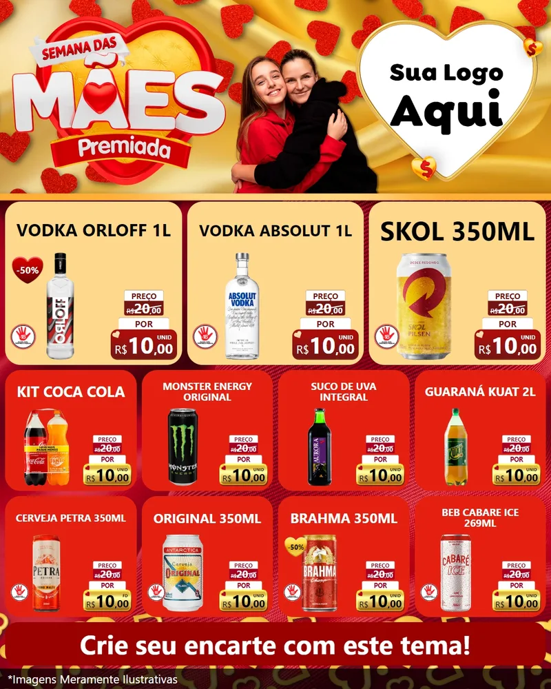 Modelo de Rede Social para Feed Instagram com o tema Semana das Mães Premiada para Distribuidora de bebidas
