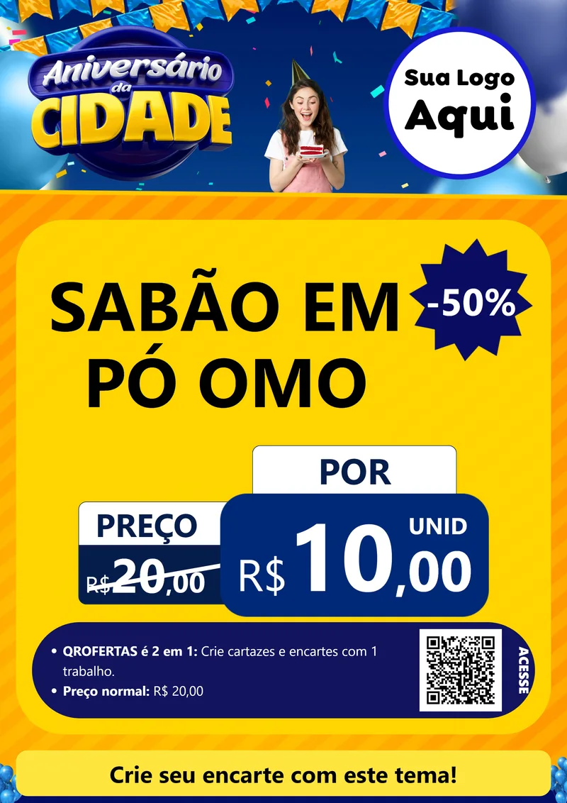 Modelo de Cartaz para Cartaz A4 Vertical com o tema Aniversário da Cidade para Produtos de Limpeza