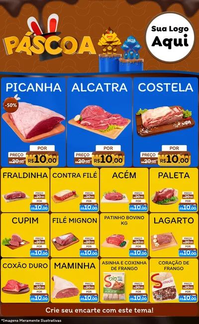 Modelo de Encarte para Encarte Grande com o tema Páscoa para Açougue