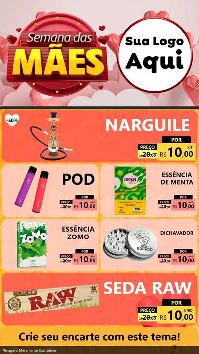 Modelo de TV para TV Vertical com o tema Semana das Mães para Tabacaria