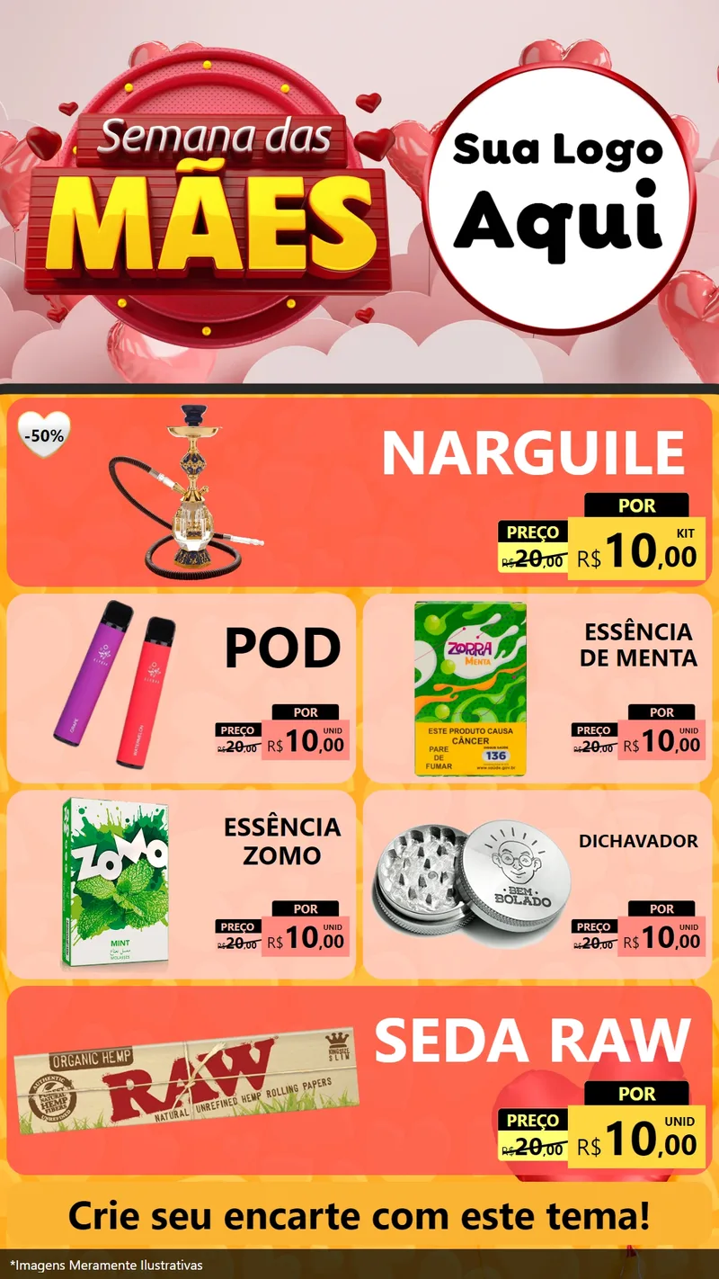Modelo de TV para TV Vertical com o tema Semana das Mães para Tabacaria