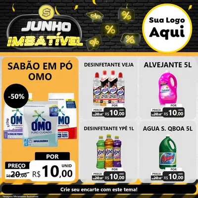 Modelo de Rede Social para Feed Facebook com o tema Junho Imbatível para Produtos de Limpeza