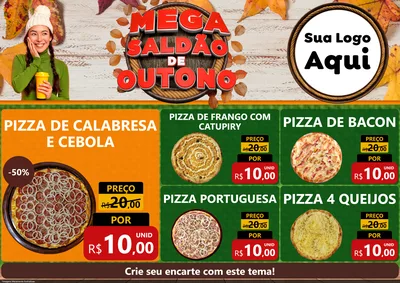 Modelo de Encarte para Encarte A4 Horizontal com o tema Mega Saldão de Outono para Pizzaria