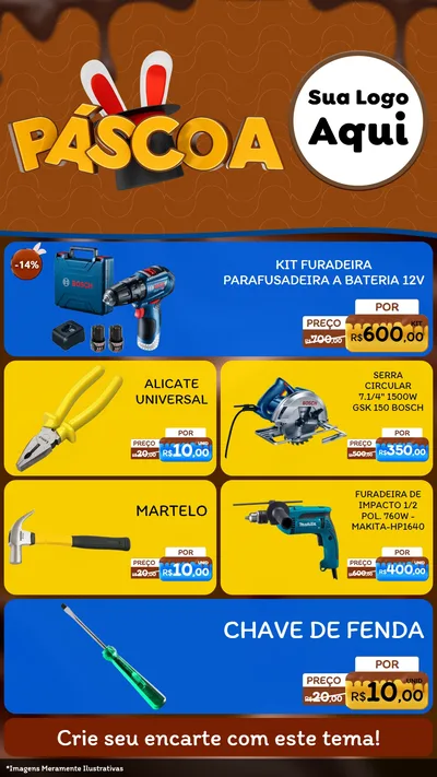 Modelo de TV para TV Vertical com o tema Páscoa para Maquinas e Ferramentas